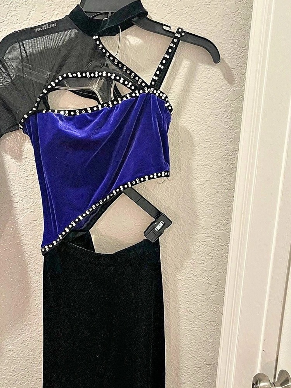Dance - Black and Purple Velvet 1 piece with Swarovski Crystal Embellishment